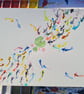 Colourful Koi carp and lilypad art