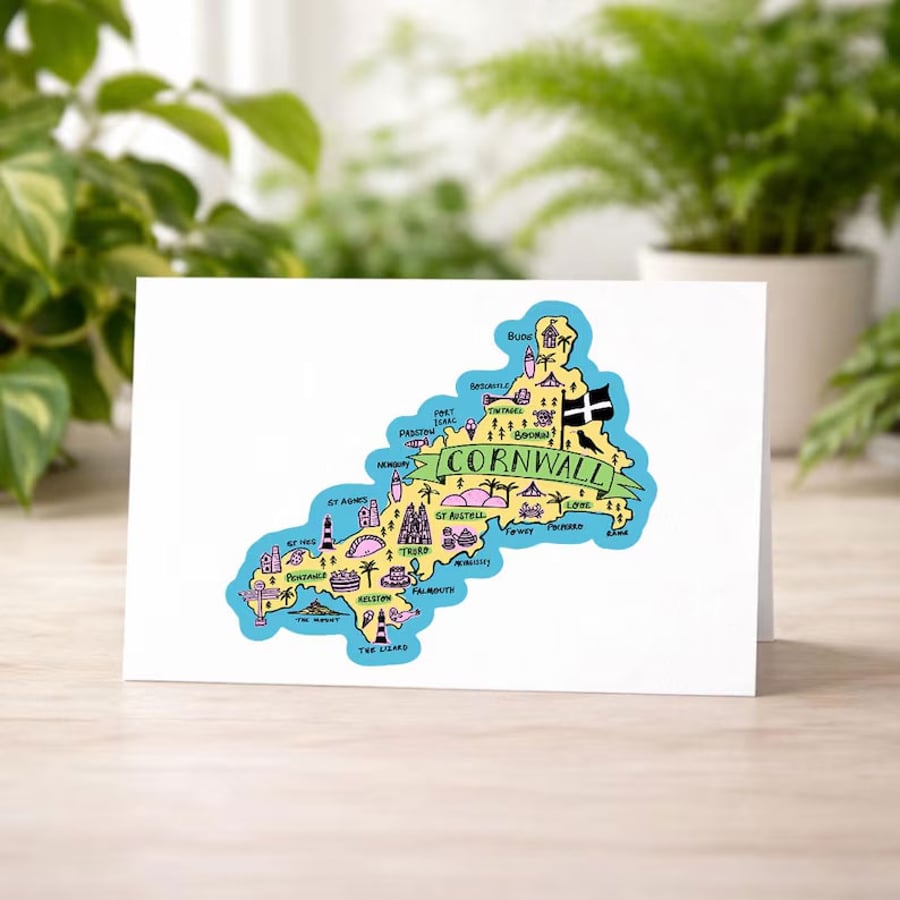 Cornwall Map Greeting Card - Cornwall Greeting Card