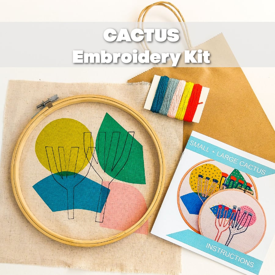 Cactus Embroidery Freestyle Stitch KIT