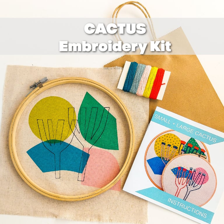 Cactus Embroidery Freestyle Stitch KIT