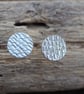 Studs - Handmade sterling silver stud, dragon scale design studs, unisex earring - Image 6