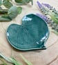 Handmade Rainforest Green Ceramic Leaf Trinket Dish