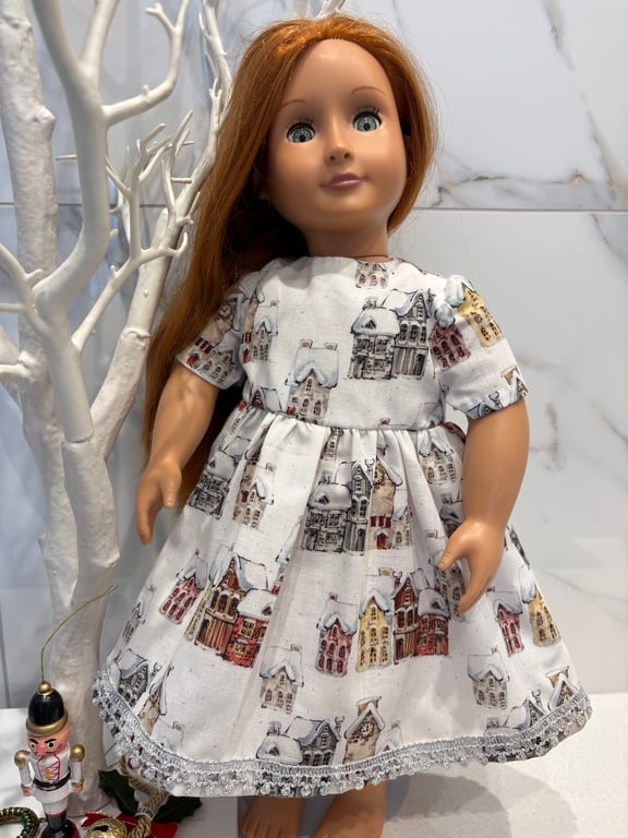 Snowy Houses Dolls Dress