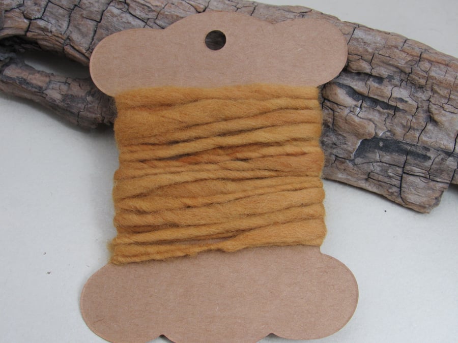 2.5m Hand Dyed Natural Onion Dye Golden Handspun Corriedale Yarn