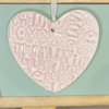 Ceramic love heart decoration LOVE pink