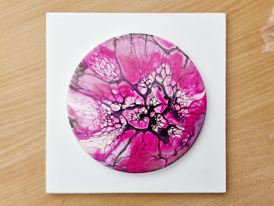 18.8cm x 18.8cm acrylic pour painting wall plaque
