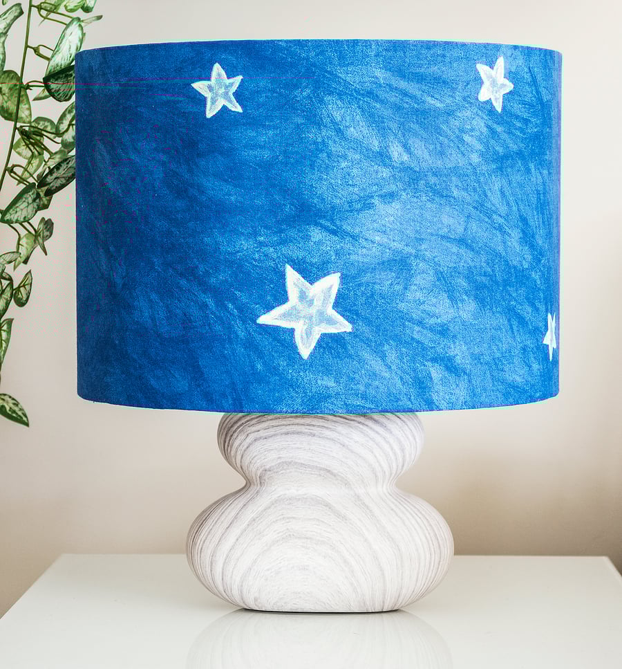 drum round table lamp ceiling pendant lampshade stars starry night sky blue