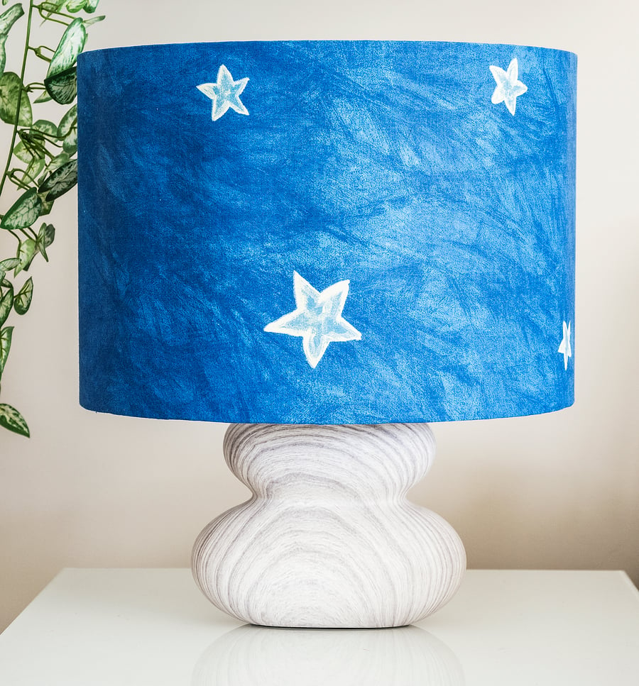 drum round table lamp ceiling pendant lampshade stars starry night sky blue