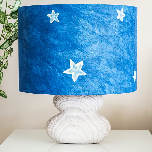 drum round table lamp ceiling pendant lampshade stars starry night sky blue