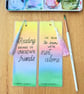 Rainbow Bookmark Original Art, watercolour painting, laminated with tassel