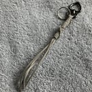 Grey Suede Keyring - Bag Charm with Gunmetal coloured Heart-shaped Carabiner 