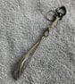 Grey Suede Keyring - Bag Charm with Gunmetal coloured Heart-shaped Carabiner 