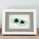 Nature Lover Gift - Sea Glass Frogs Art - Framed Desk Art Gift