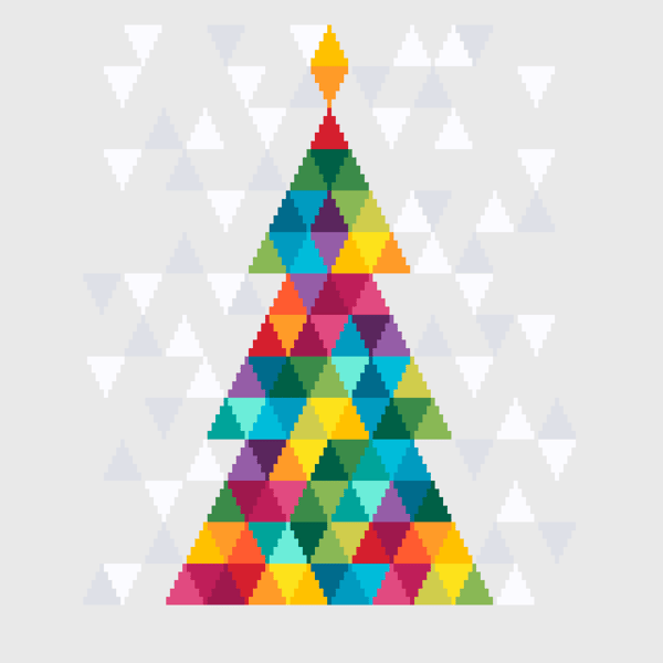 171 - Cross Stitch Pattern Geometric Christmas Tree and snowflakes