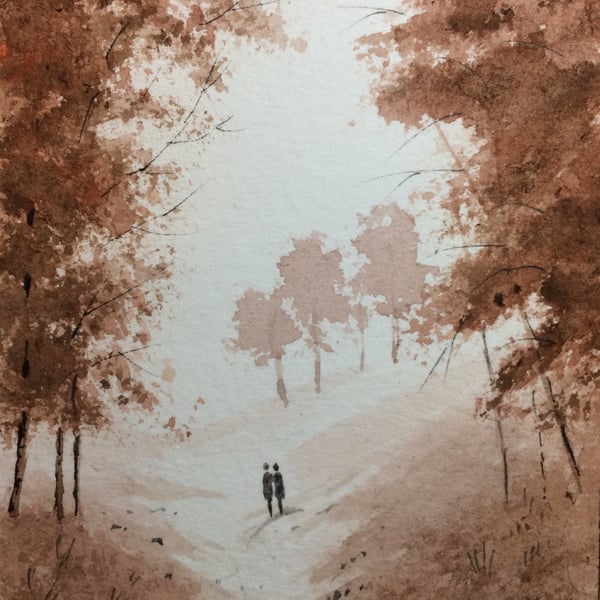 Original Watercolour ‘ Romantic walk ‘ by Stephen Allen