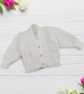 Hand Knitted Baby Cardigan White Newborn Sweater 0 to 3 Months Baby Gift - Image 3