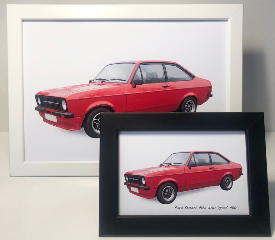 Ford Escort Mk2 1600GT (Red) - 4x6" or A4 Photo in a Black or White frame