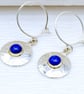 Handmade Turquoise sterling silver earrings. Embossed pattern, choice of stones. - Image 10