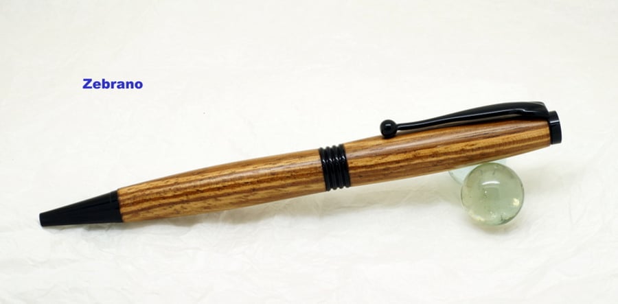 Streamline pen dressed in Zebrano