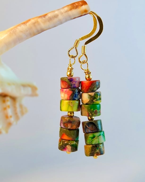 Imperial Jasper Earrings, Birthday, Anniversary, Gemstone Jewellery Gift For Her