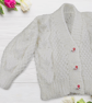 Hand Knitted Baby Cardigan White Newborn Sweater 0 to 3 Months Baby Gift - Image 5
