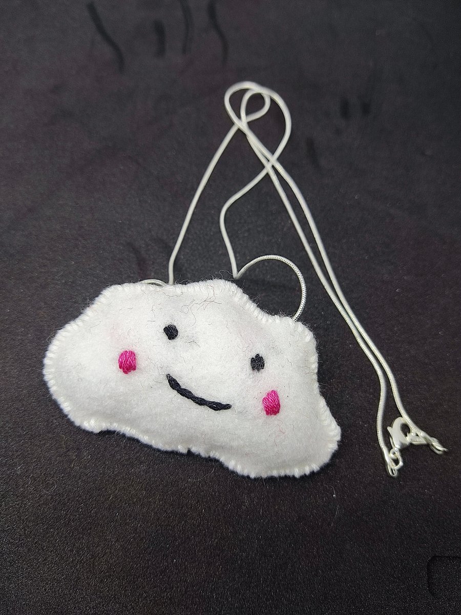 Happy handmade felt cloud necklace