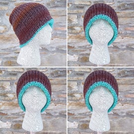 Reversible Hat. Beanie. Slouchy. Woollen Hat. Knitted Hat.