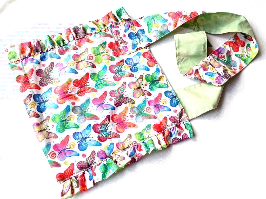 BUTTERFLIES theme, MEDIUM lined shoulder bag with wide strap and Ruffles