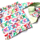 BUTTERFLIES theme, MEDIUM lined shoulder bag with wide strap and Ruffles
