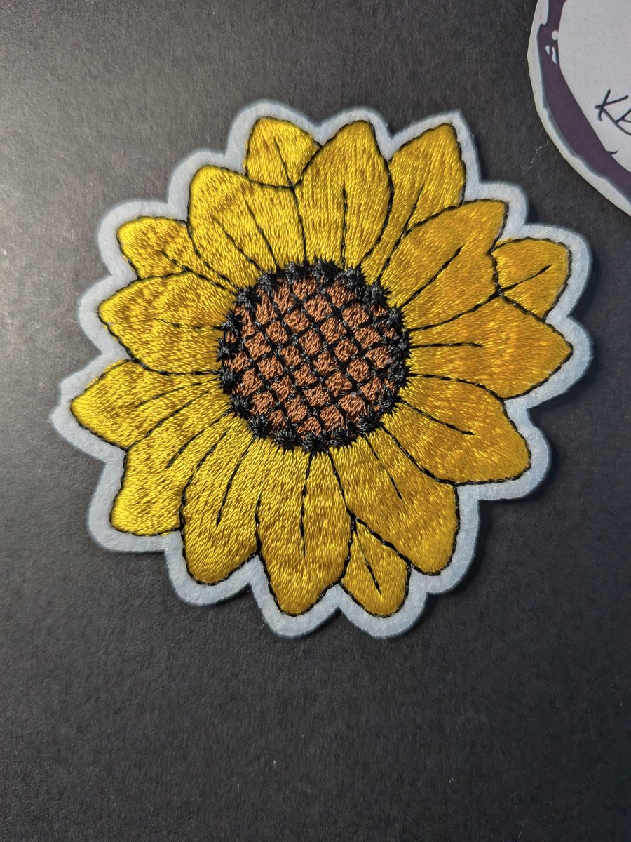 Yellow Sunflower Embroidered Iron-On Patch - 7x6cm
