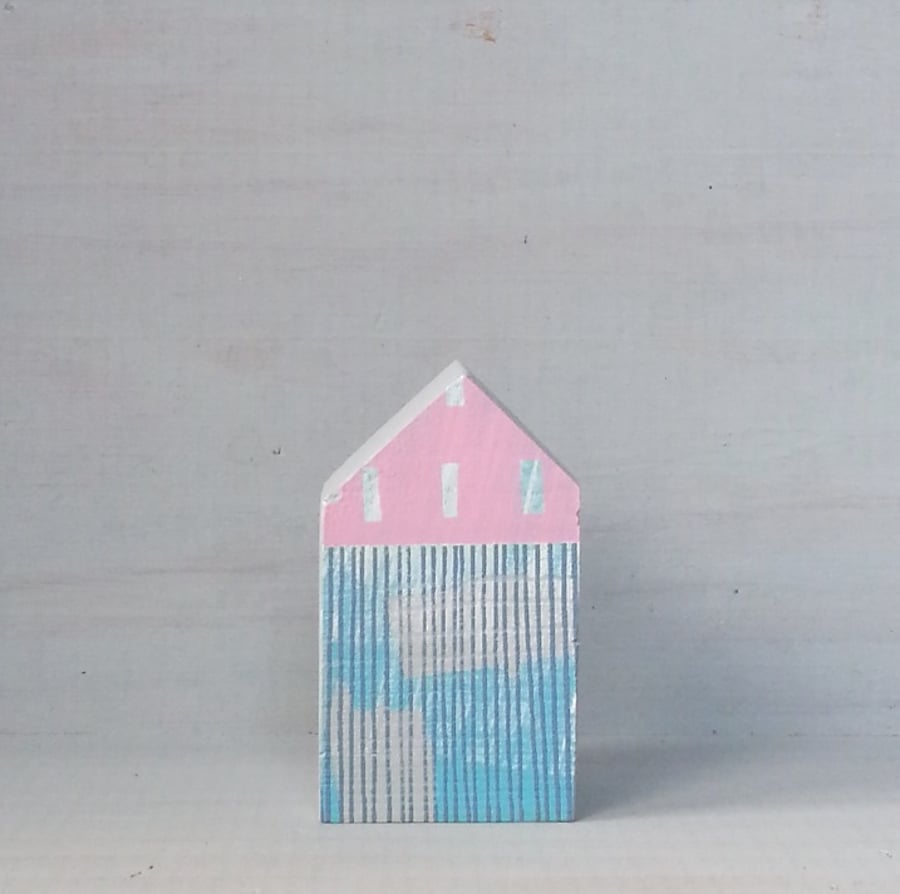 Miniature Wooden House, Little Grey House, House Ornament, Housewarming Gift