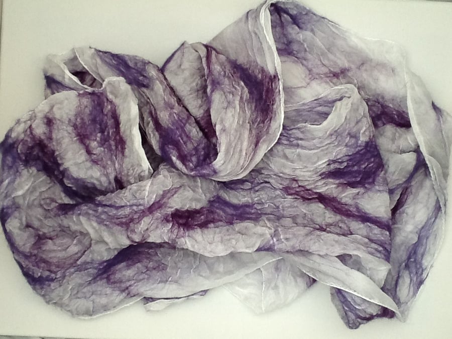 Scarf Nuno felted on silk 