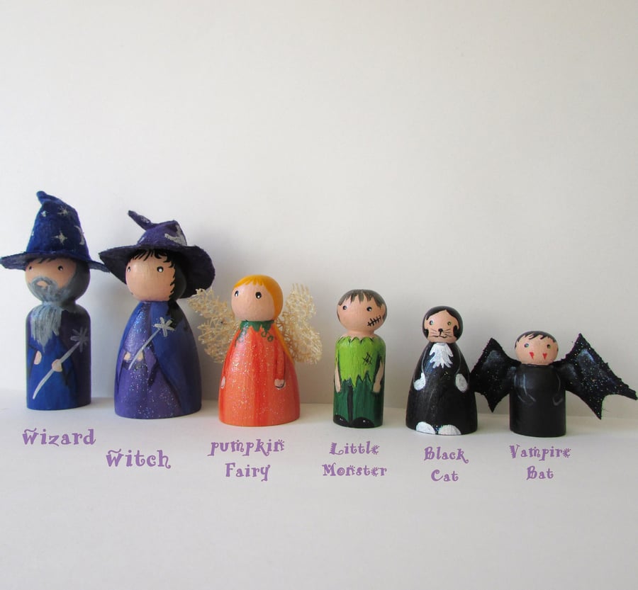 Halloween Peg Doll Family