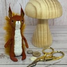 Spun Cotton Red Squirrel Miniature Art Doll