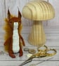 Spun Cotton Red Squirrel Miniature Art Doll