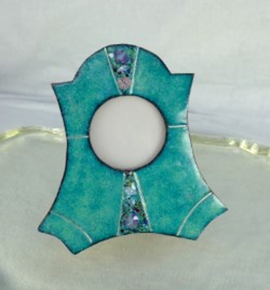 MODERN - ART DECO STYLE ENAMELLED PHOTO FRAME WITH STERLING SILVER