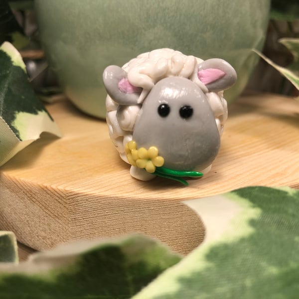 New Handmade Polymer Clay Easter Curly Sheep