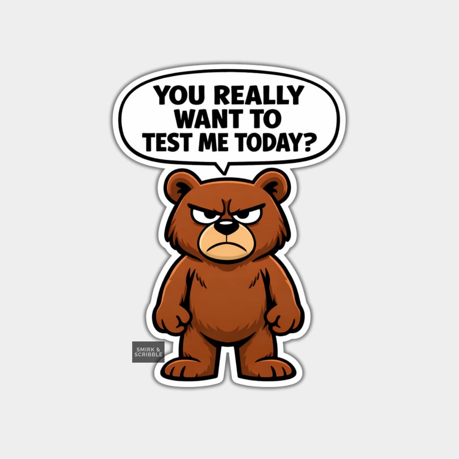 Funny Snarky Vinyl Sticker For Adults - Grumpy Bear - Folksy