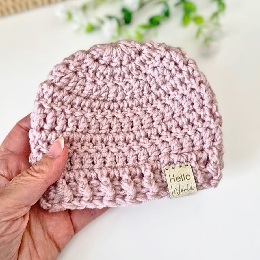Hello World Crochet Baby Hat – Handmade Baby Shower Gift