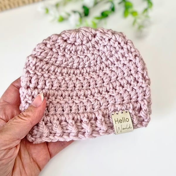 Hello World Crochet Baby Hat – Handmade Baby Shower Gift