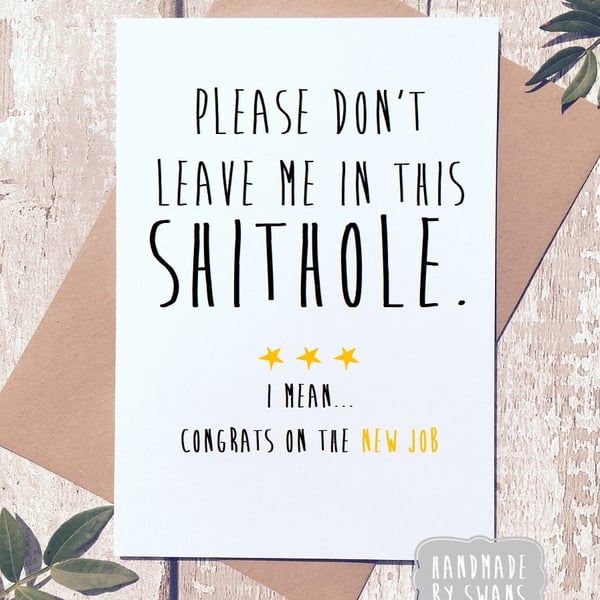 Funny Colleague Leaving Card Coworker card banter card Good Luck Congrats New Jo