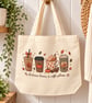 Autumn Leaves & Coffee Please Tote Bag – Autumn Coffee Lover Bag with Zip - Image 1