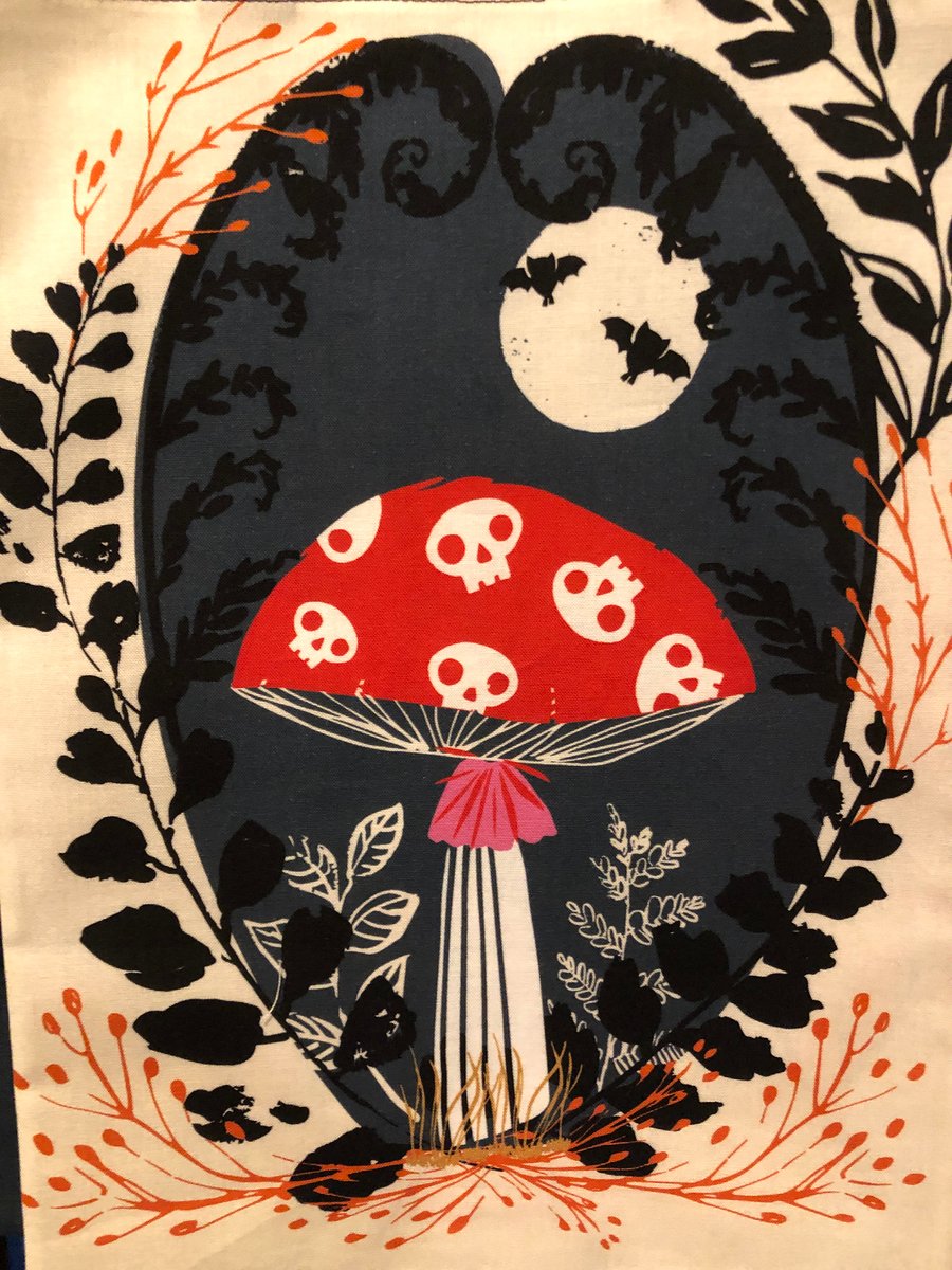Gothic Toadstool Bats and Pumpkin Tote Book Craft Bag 