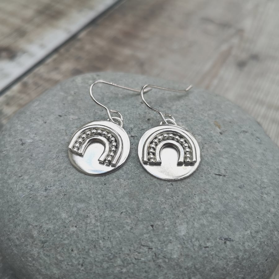 Sterling Silver Rainbow Disc Earrings