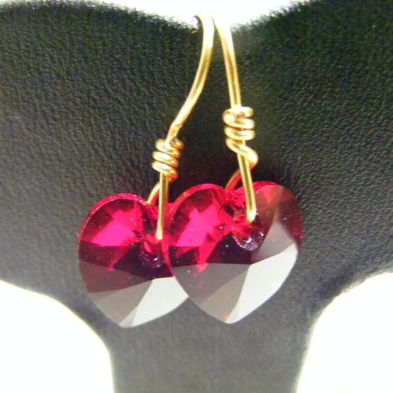 Handmade Red Heart Dangle Earrings
