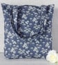 Tote bag, shopping bag, floral denim
