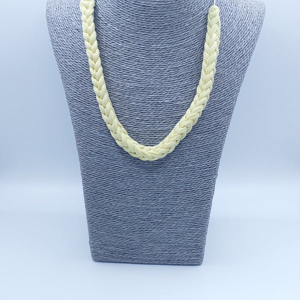 Lucet pale yellow T-shirt yarn knitted necklace
