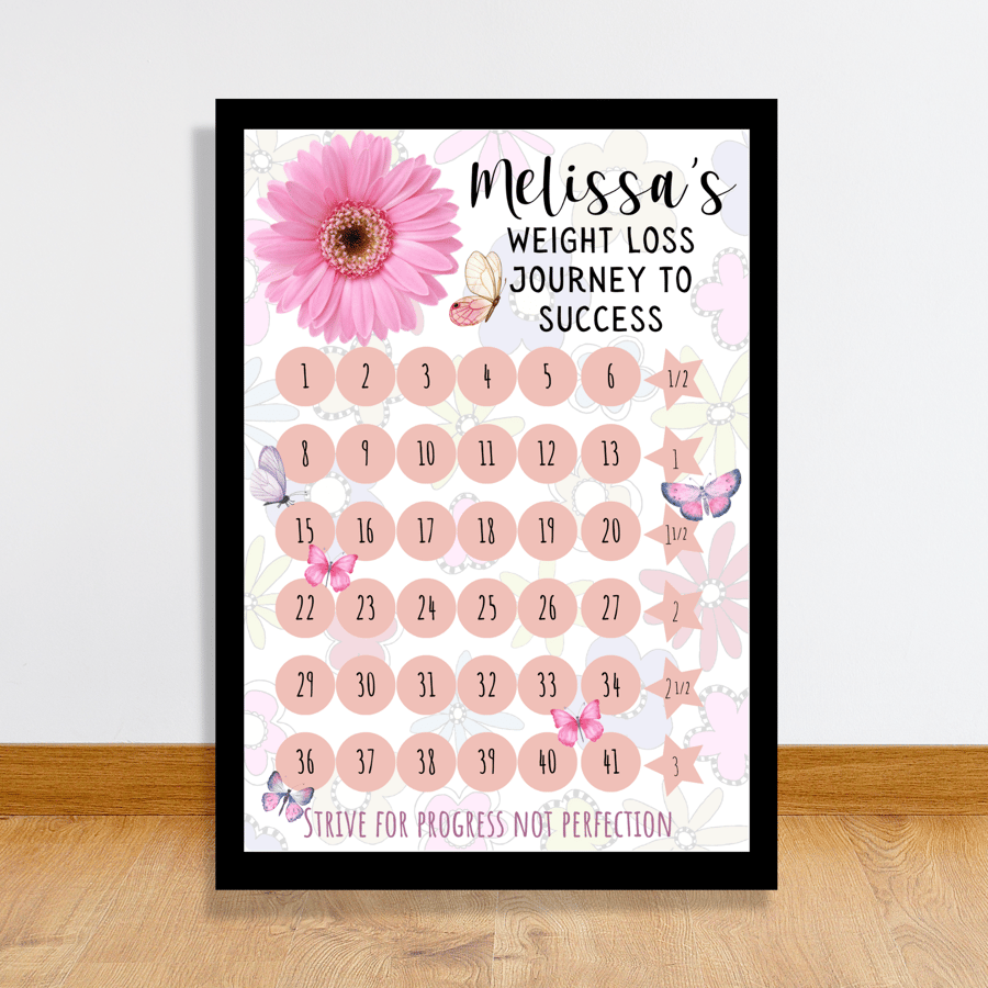 Personalised Butterfly themed weight loss chart