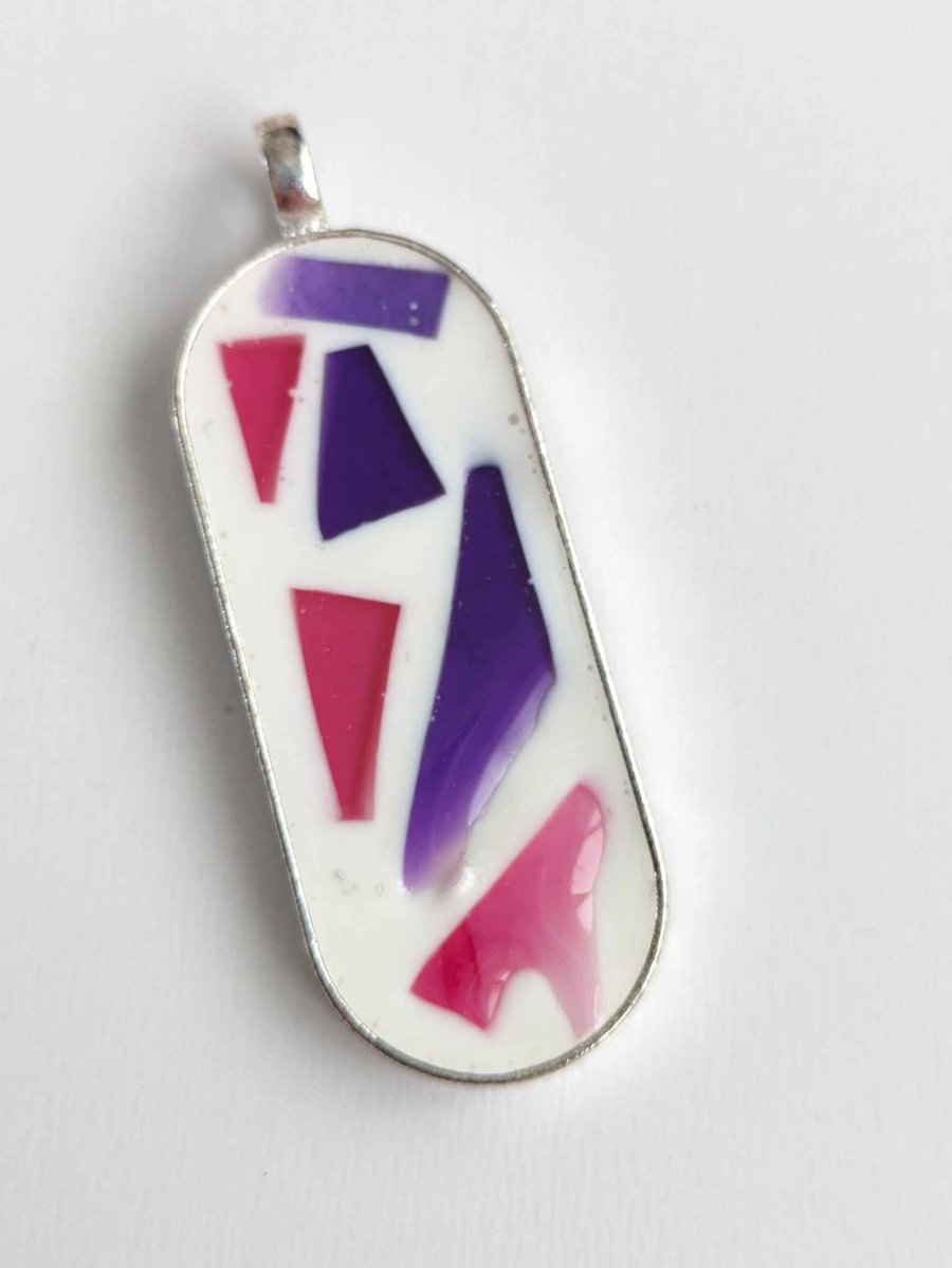 Long Oval Pendant With Mosaic Effect