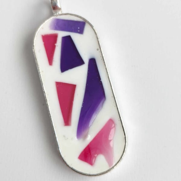 Long Oval Pendant With Mosaic Effect
